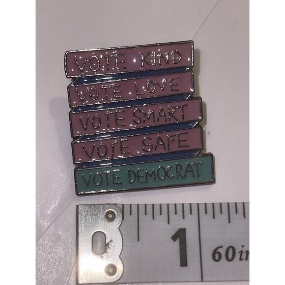 Vote Kind Love Smart Safe Democrat Pin Brooch - Picture 1 of 1